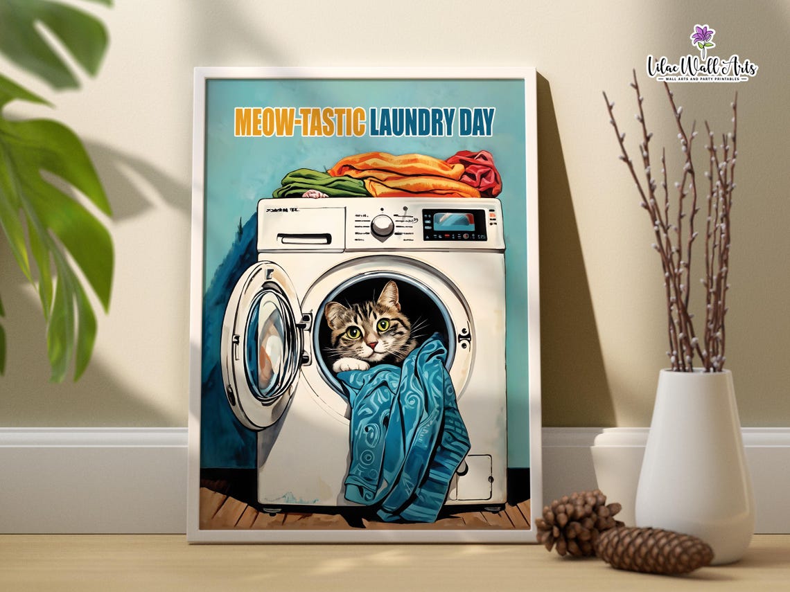 Meow Tastic Laundry Day Cute Cat Washing Machine Funny Poster
