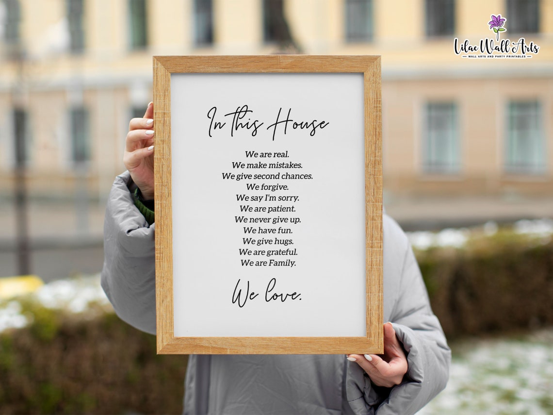 In This House We Are Real Print In This House Sign House Rules Poster Family Quote House Print Family Wall Dcor Apartment Wall Art - Image 2