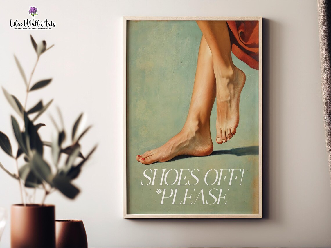 Please Remove Your Shoes Sign, Hallway Art Print