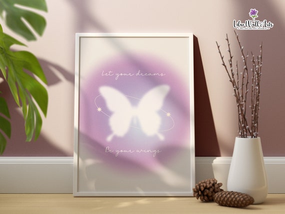 Let Your Dreams Be Your Wings Purple Aura Butterfly Quote Poster