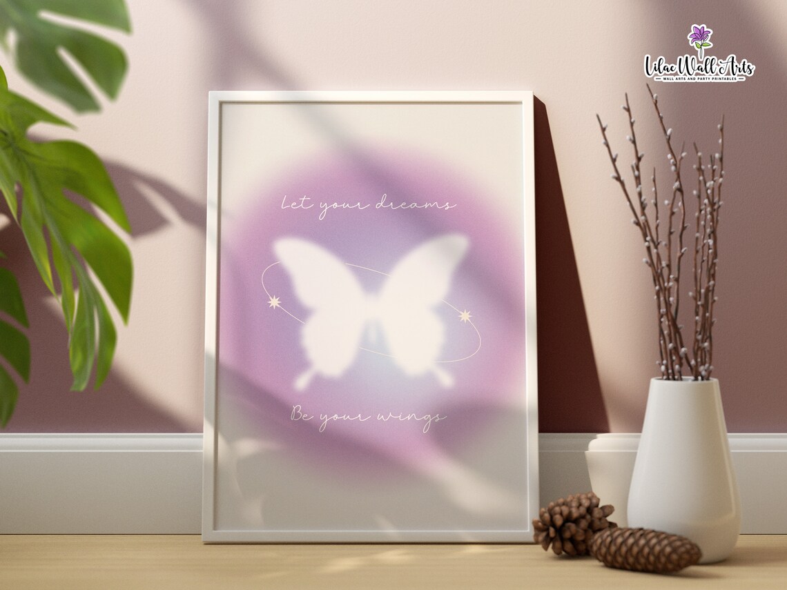Let Your Dreams Be Your Wings Purple Aura Butterfly Quote Poster