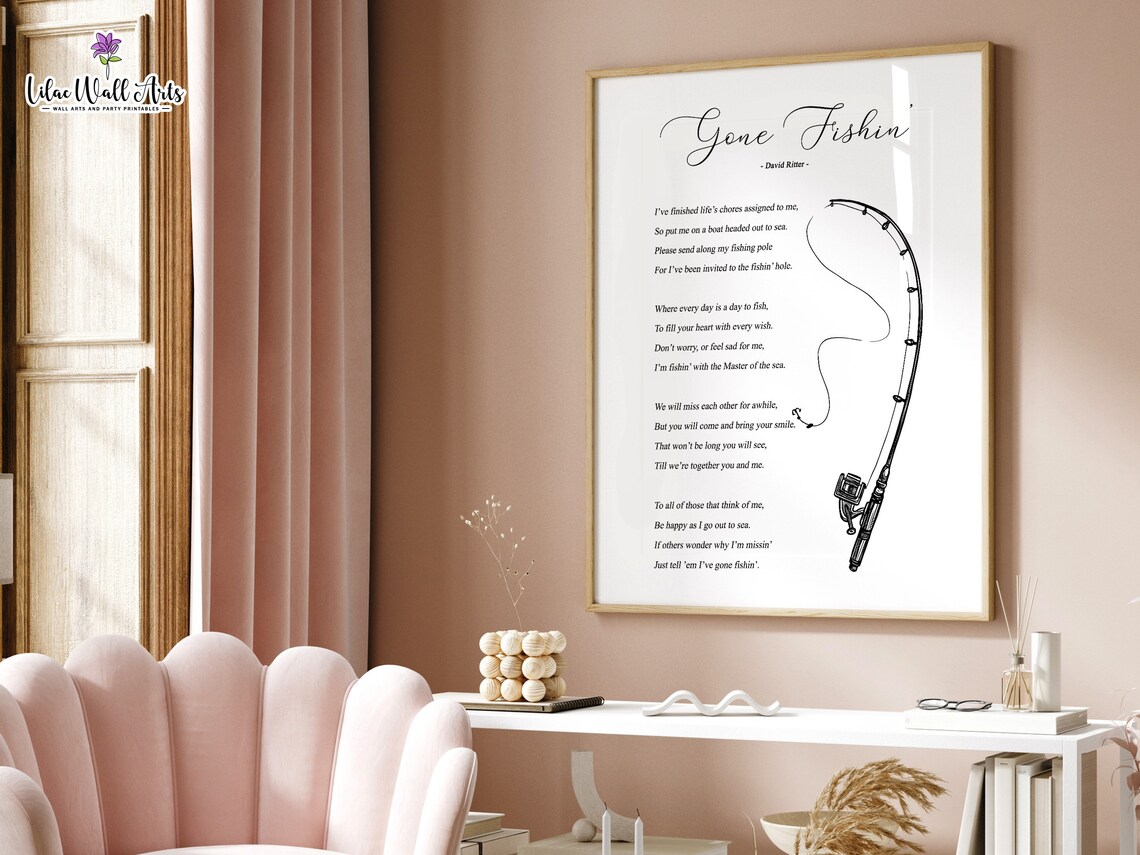 Gone Fishing Bereavement Poem Memorial Wall Art - Image 4