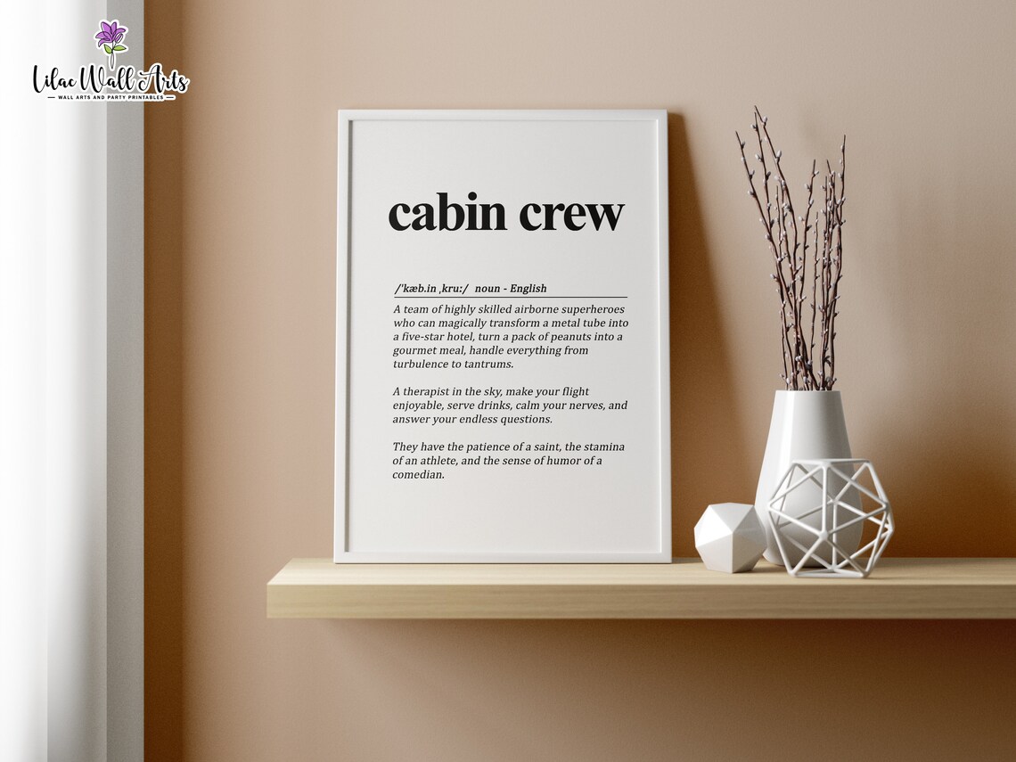 Cabin Crew Definition Art Print, Aviation Gift - Image 4