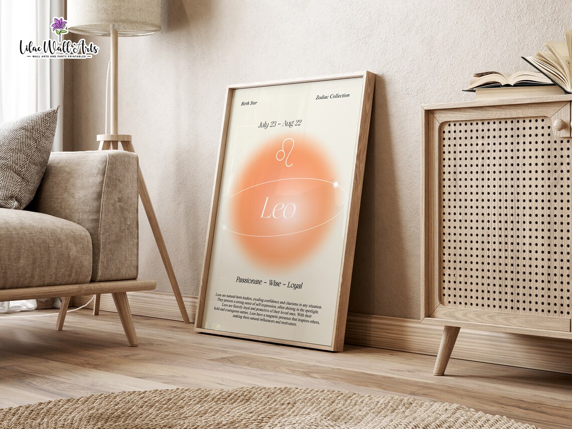Leo Zodiac Orange Aura Poster July 23 Aug 22 Birth Star Gift - Image 4