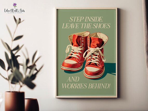 Entryway Shoe Sign Take Off Shoes Sign Hallway Wall Decor Mudroom Sign Front Door Sign Hallway Art Funny Guest Room Art Drop Zone