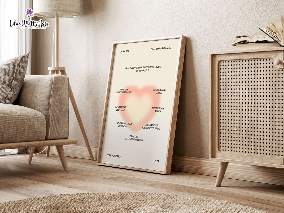 Self Improvement Pink Heart Aura Positive Mindset Self Love Poster - Image 5