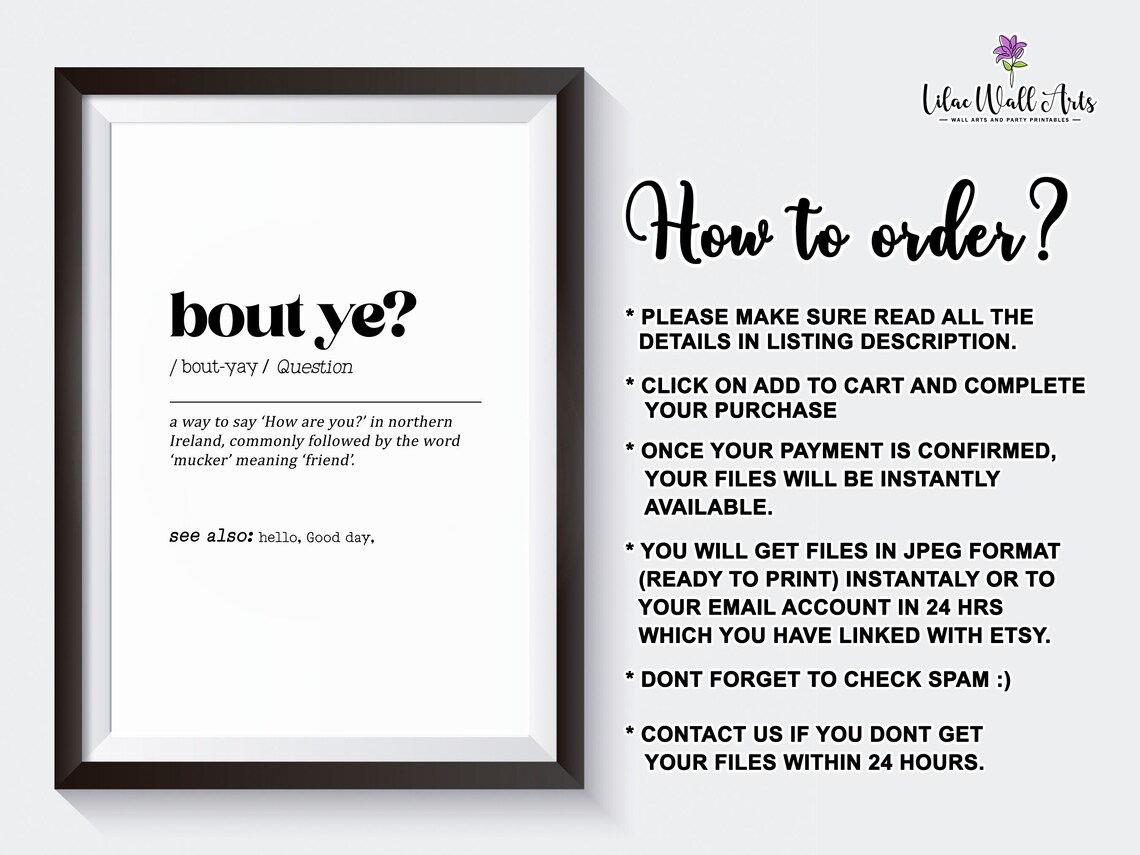 Bout Ye Definition Print, Northern Ireland Slang - Image 3