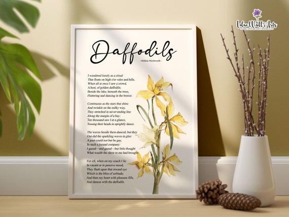 Daffodils Poem Poster, William Wordsworth Botanical Print
