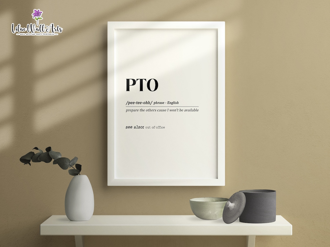 PTO Definition Funny Out of Office Vacation Humor Typography Poster - Image 5