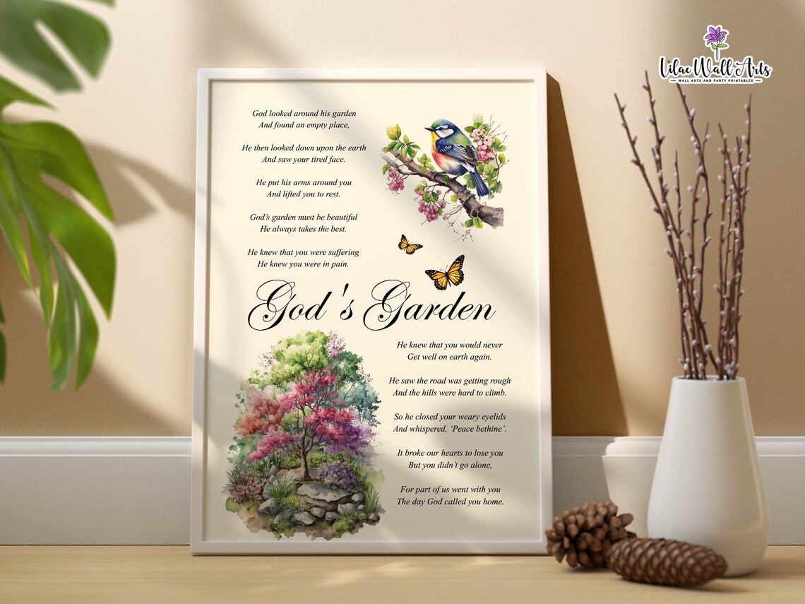 Gods Garden Sympathy Poem, In Loving Memory Art Print - Image 6