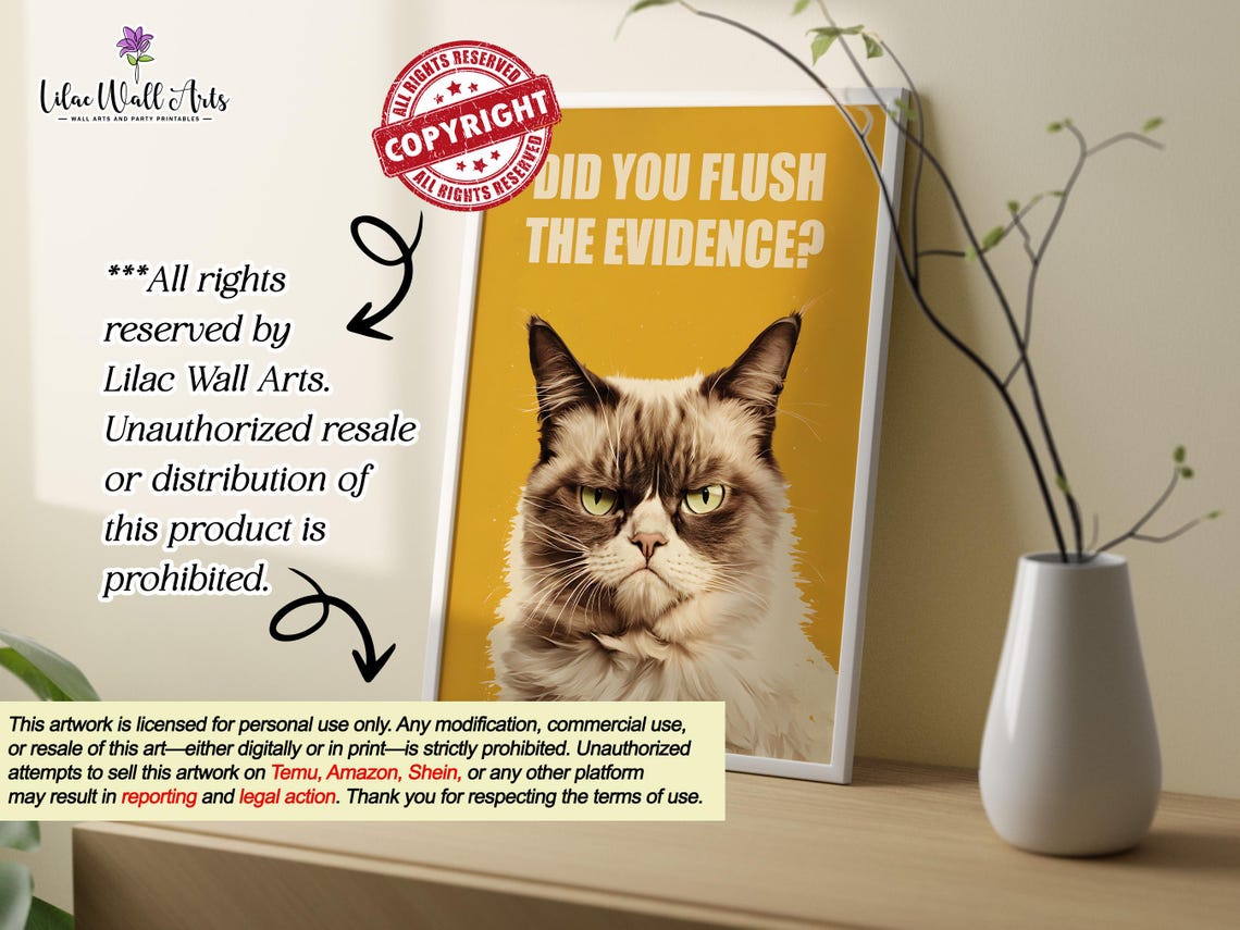 Did You Flush The Evidence Mustard Grumpy Cat Bathroom Poster - Image 2
