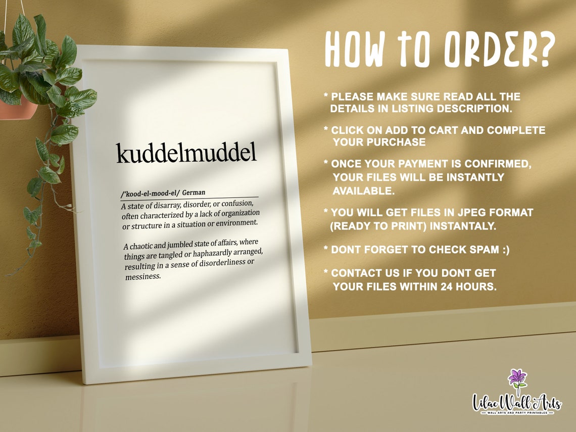 Kuddelmuddel German Definition Cheerful Chaos Word Art Quote Poster - Image 3