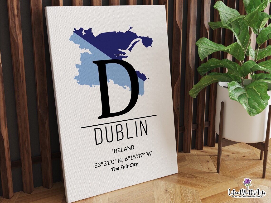 Dublin Ireland Map Fair City Monogram Blue Map Art Travel Poster - Image 6
