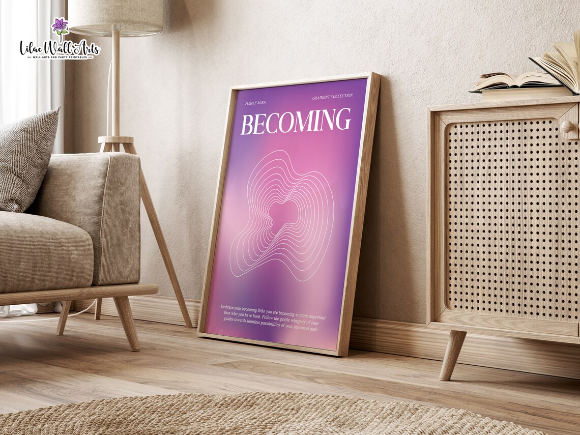 Becoming Purple Aura Contour Line Art Spiritual Growth Quote Poster - Image 4