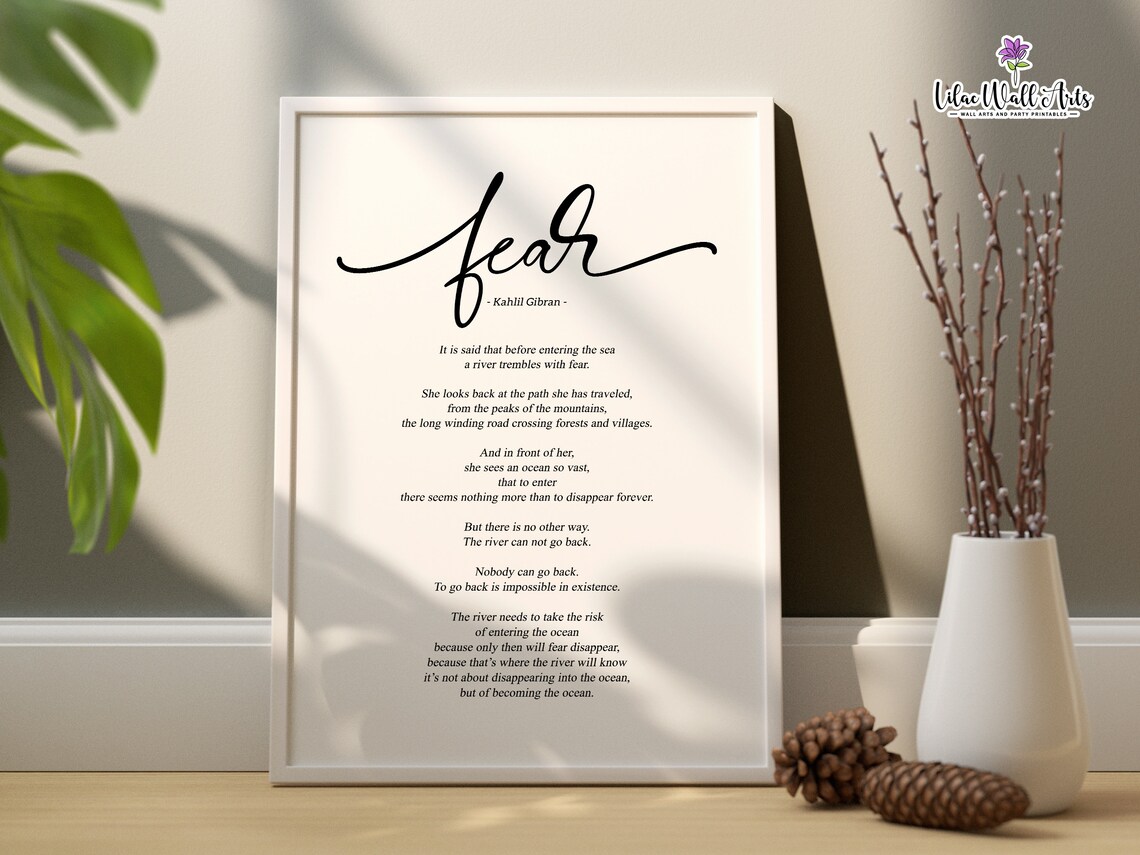Fear Poem, Khalil Gibran Minimal Wall Art Print