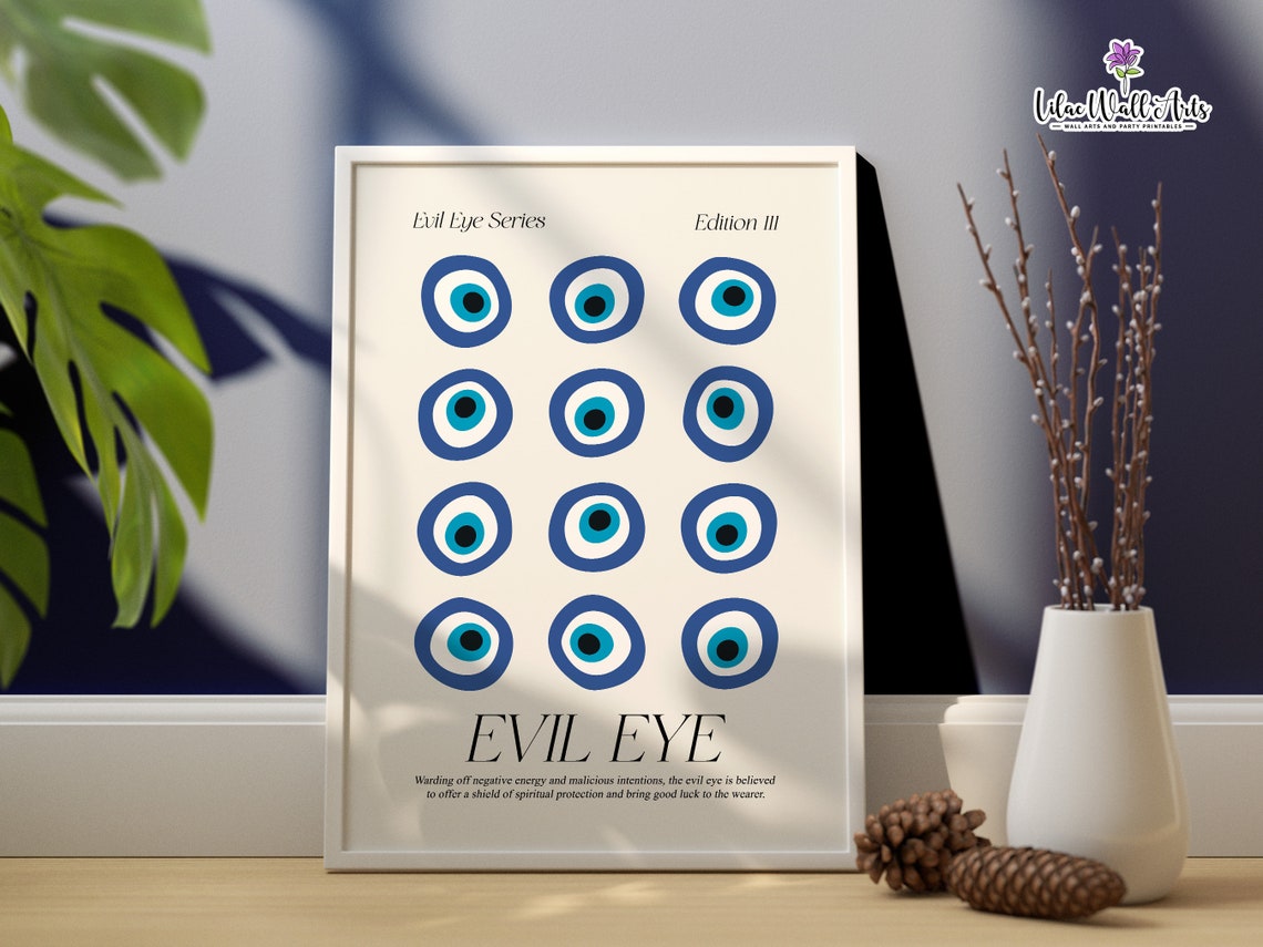Evil Eye Series Blue Talisman Grid Protection Charm Wall Poster - Image 4