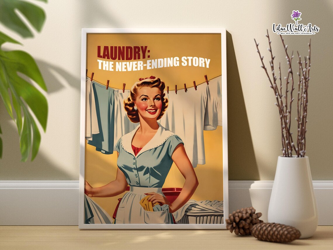 Retro Laundry Room Decor, Funny Woman Poster