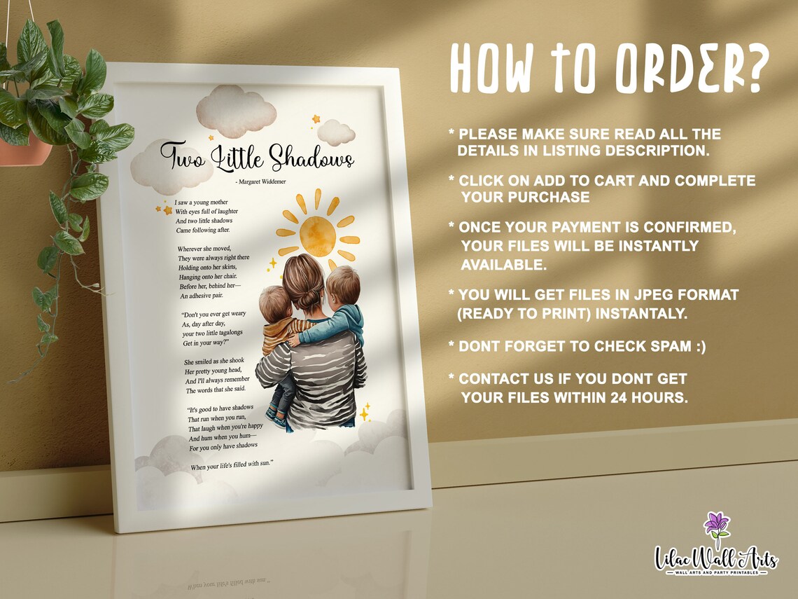 Two Little Shadows Poem for Mom Art Print - Image 2