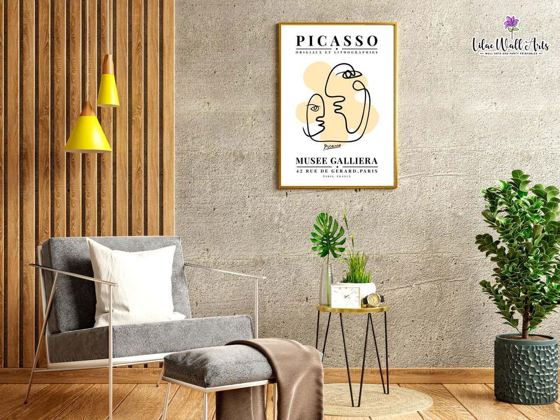Picasso Two Faces Abstract Line Art Museum Exhibition Poster - Image 2