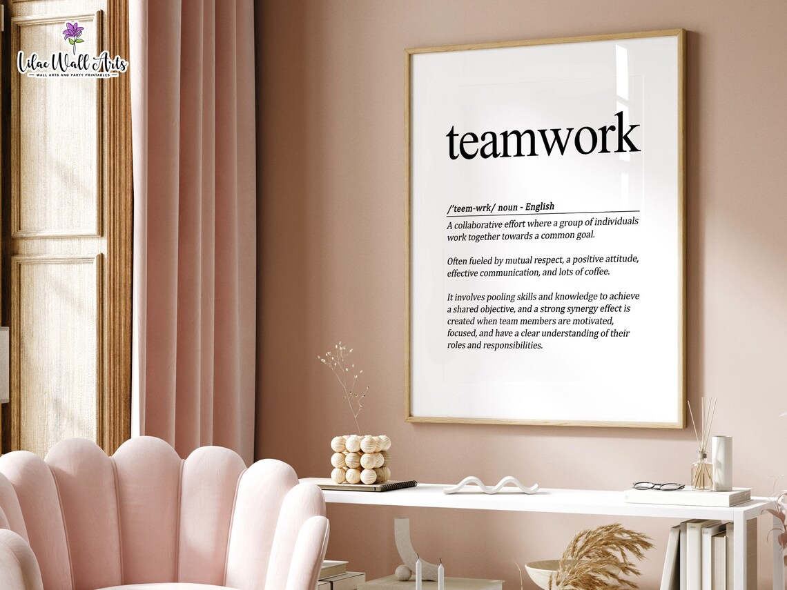 Teamwork Definition Workplace Positivity Art Print - Image 4
