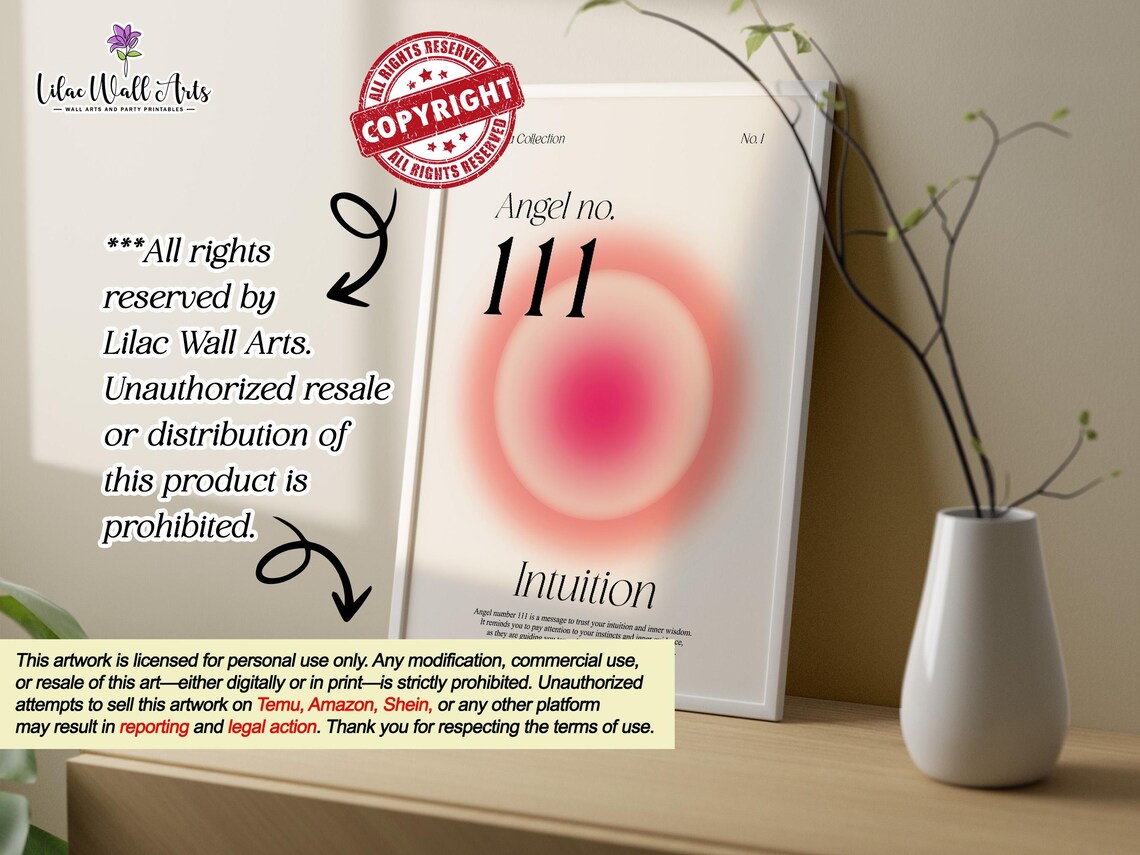 Angel Number 111 Intuition Pink Aura Inner Wisdom Spiritual Poster - Image 4