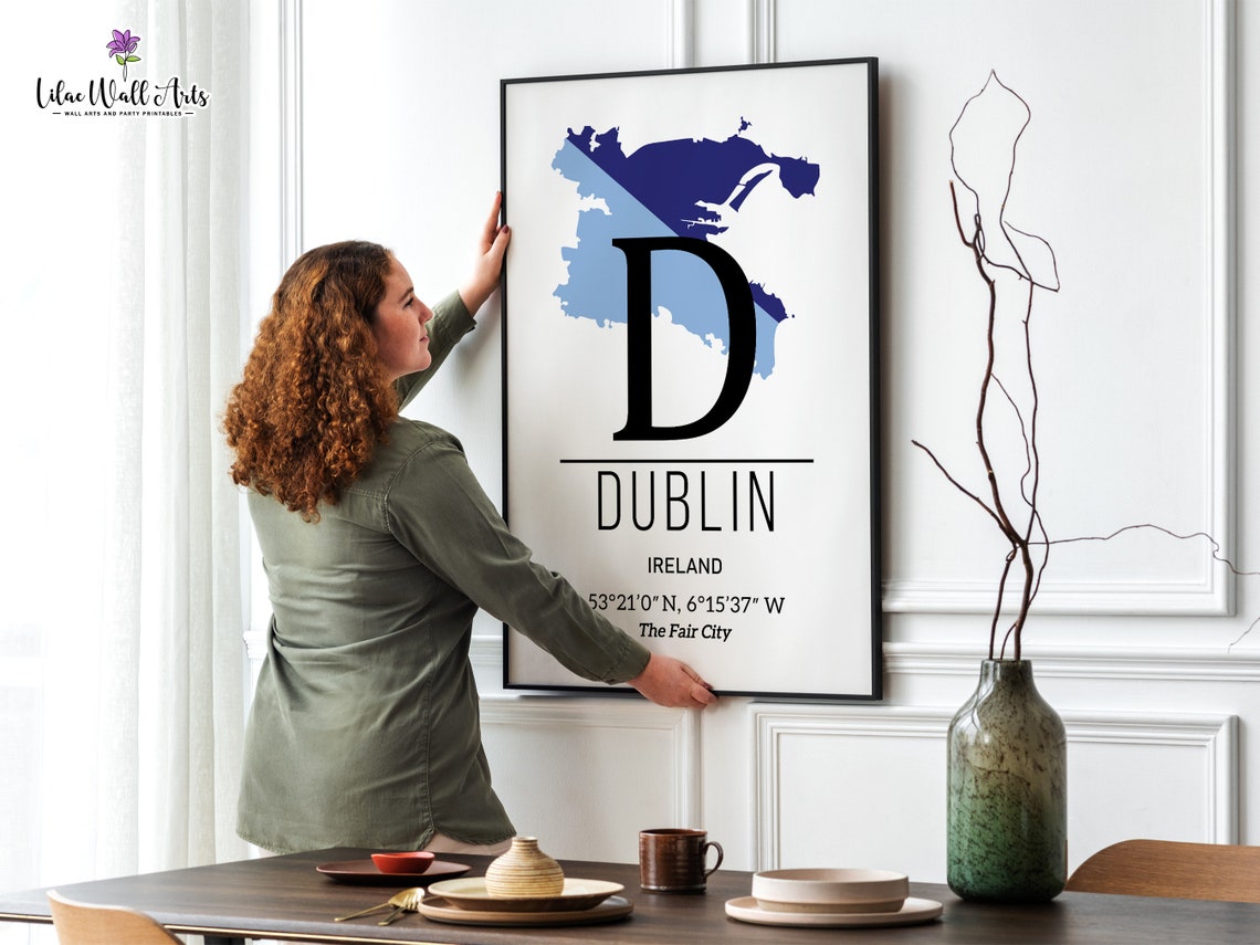 Dublin Ireland Map Fair City Monogram Blue Map Art Travel Poster - Image 2