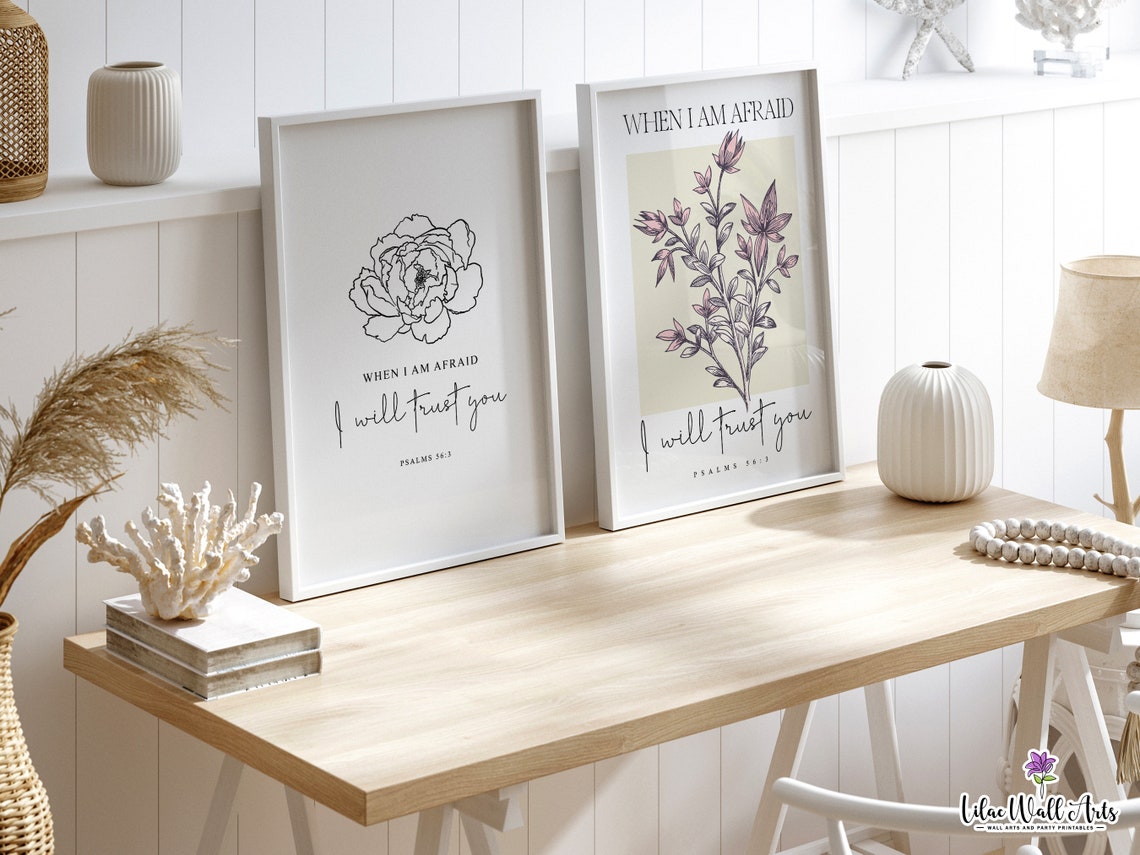 Psalm 56 Print Botanical Scripture Wall Art Floral Scripture Sign Boho Christian Art Bible Poster Christian Psalms Wall Art - Image 5