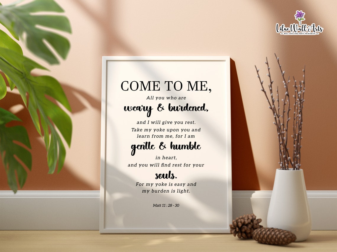 Come To Me Matthew 11:28-30 Encouraging Christian Scripture Poster - Image 5