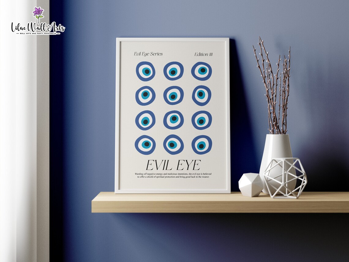Evil Eye Series Blue Talisman Grid Protection Charm Wall Poster - Image 5