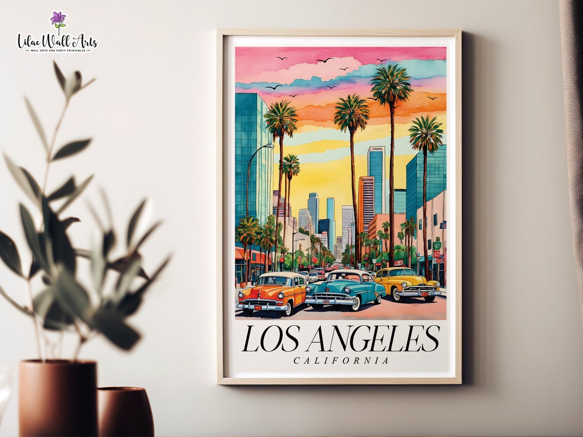 Los Angeles Map California Art California Travel Poster Print La Wall Art Los Angeles City Art California Gift Los Angeles Skyline