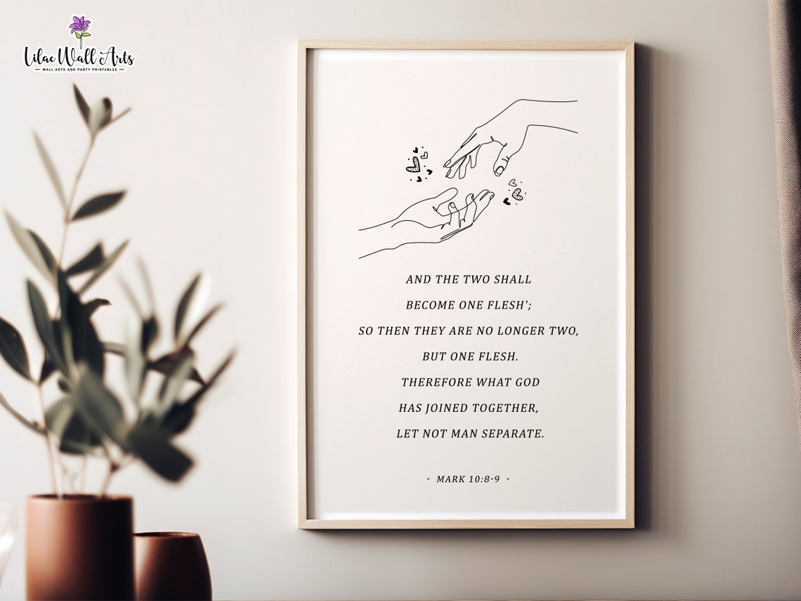 Mark 1089 Two Become One Flesh Minimalist Wedding Hands Poster - Image 6