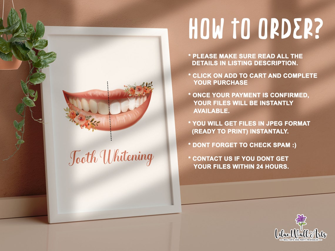 Tooth Whitening Smile Before After Floral Bright Dental Office Poster - Image 3