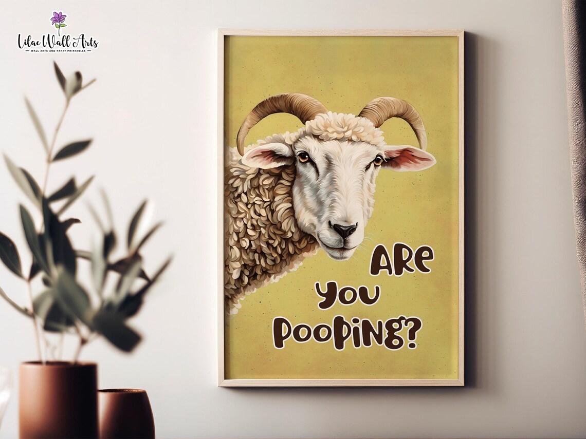 Are You Pooping Sheep Funny Bathroom Humor Wall Decor Poster