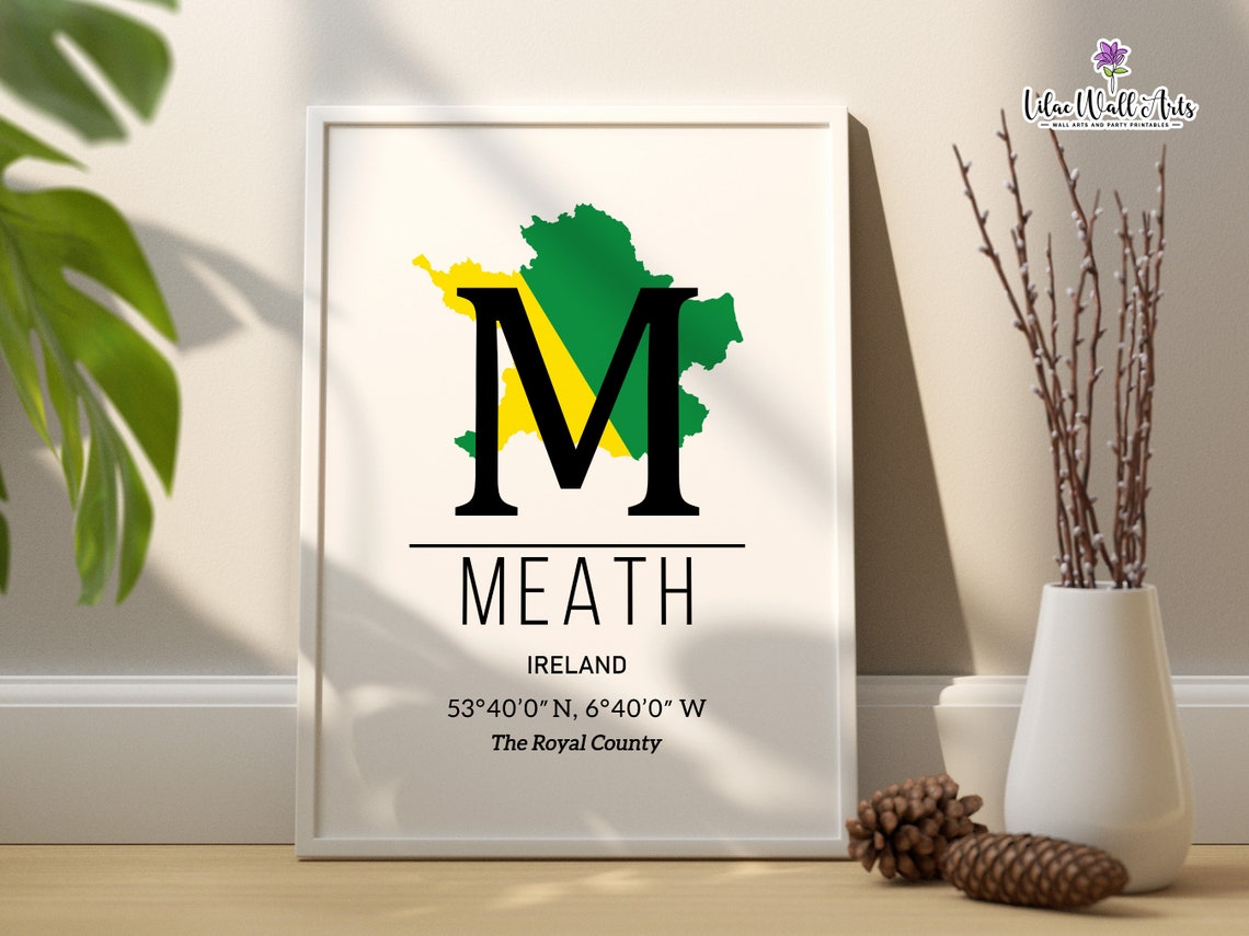 Meath Ireland County Map GPS Coordinates Royal County Poster - Image 6