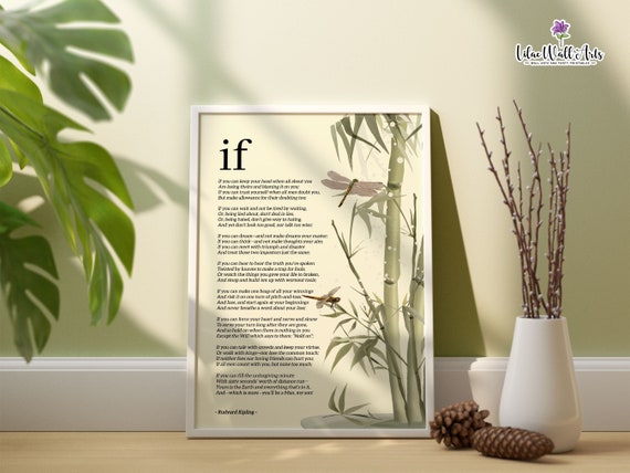 If By Rudyard Kipling Print Motivational Poster Poetry Dcor Graduation Gift Poetry Art Literature Poster Rudyard Kipling Poem