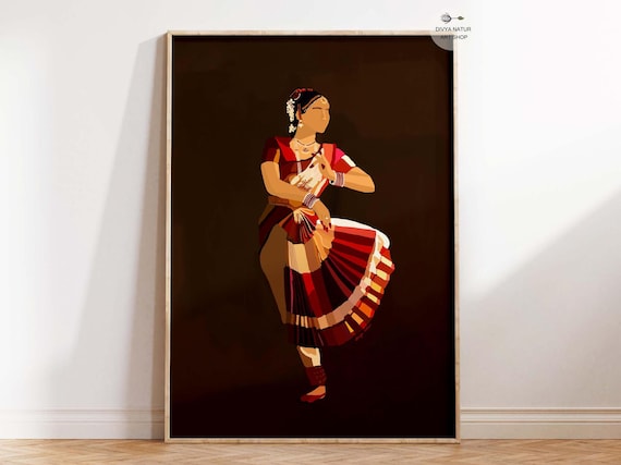 Bharatanatyam Dancer Art Tamil Girl Illustration Arangetram Wall Decor Luxury And Vibrant Poster Gift