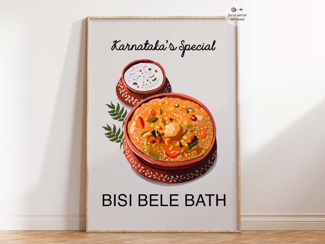 Karnataka Special Bisi Bele Bath South Indian Food Art Poster