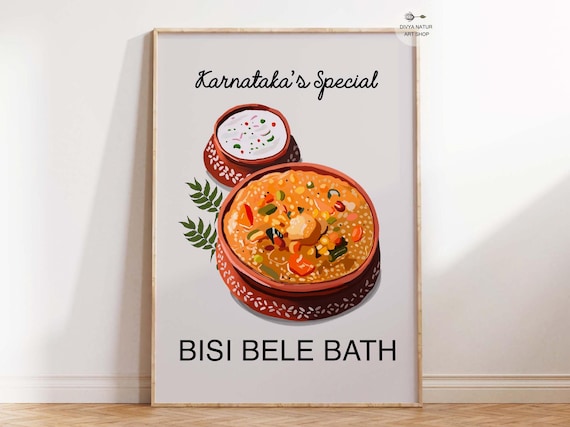 Karnataka Special Bisi Bele Bath South Indian Food Art Poster