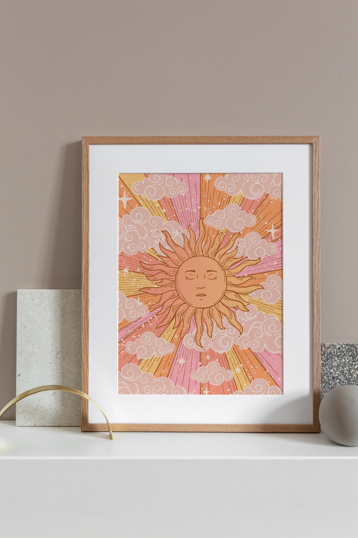 Retro Sun Print Celestial Decor 70s Poster - Image 3