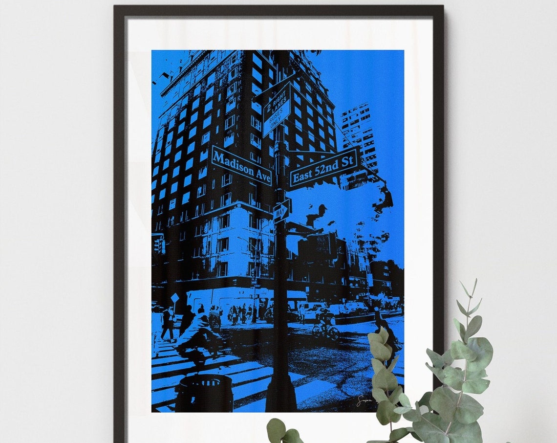 Blue New York Cityscape Print Modern Minimalist Art