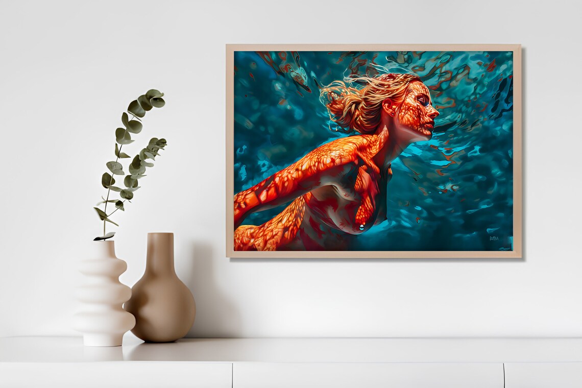 Sensual Female Body Submerged Serenity Art Print - Image 5