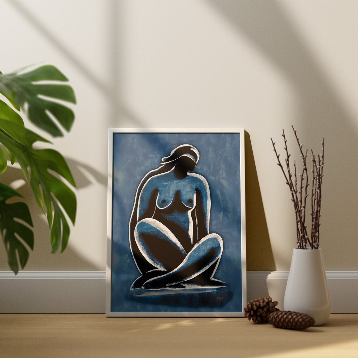 Nude Silhouette Art Abstract Print Modern Blue Figurative Picasso Wall Decor Contemporary Minimalist Home Art Decoration - Image 4