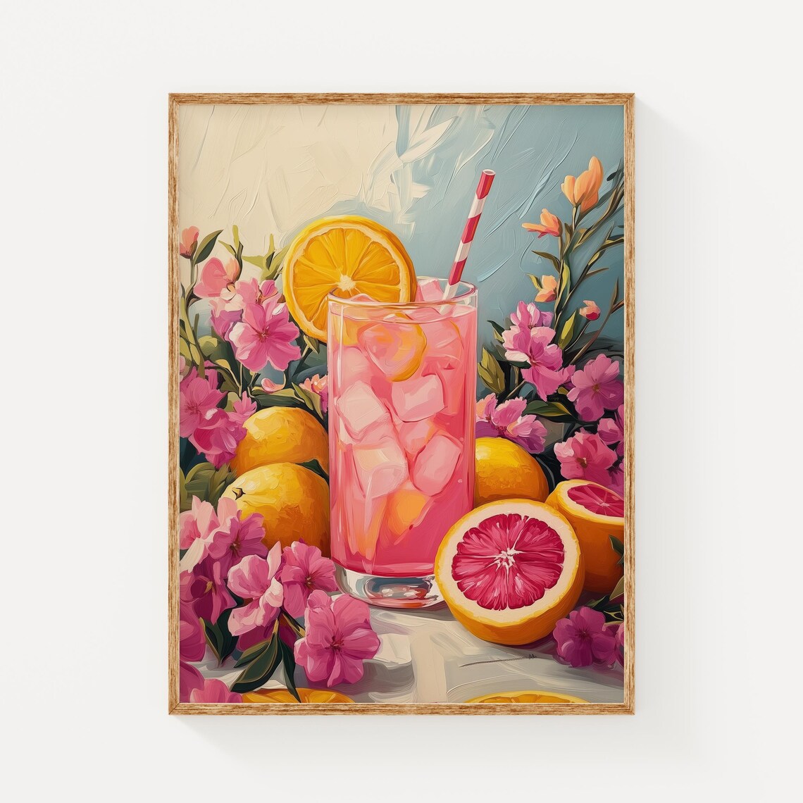 Pink Summer Drink, Colorful Lemonade Cocktail Poster