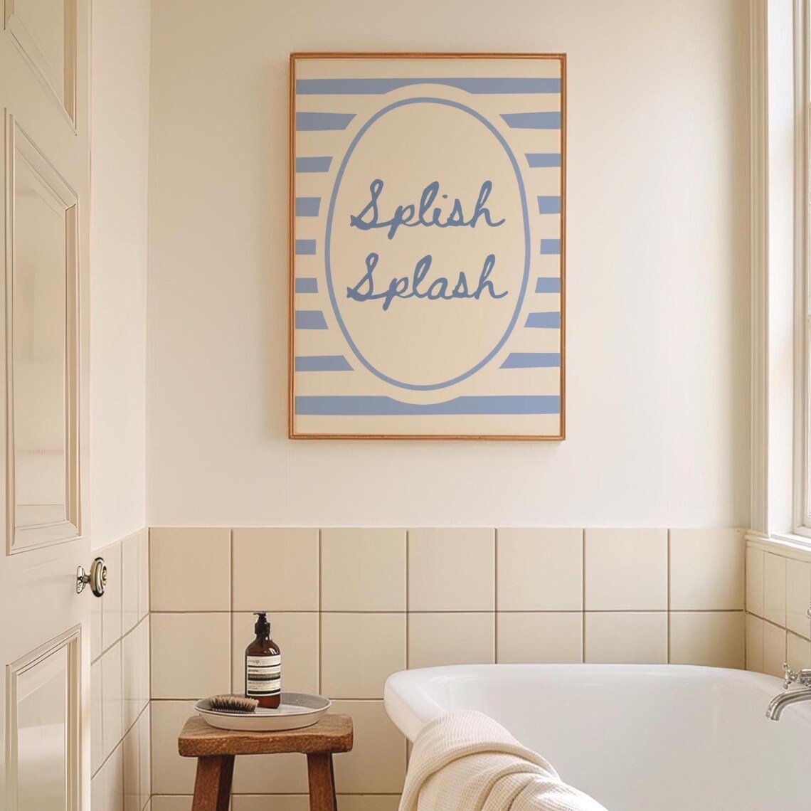 Splish Splash Art Print, Blue Bathroom Decor