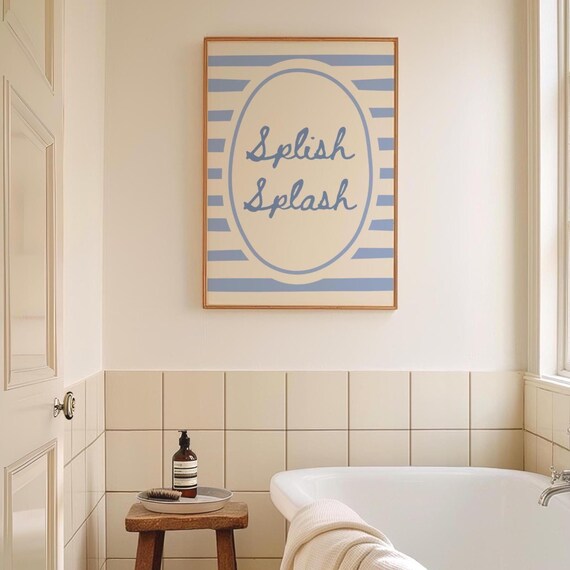 Splish Splash Art Print, Blue Bathroom Decor