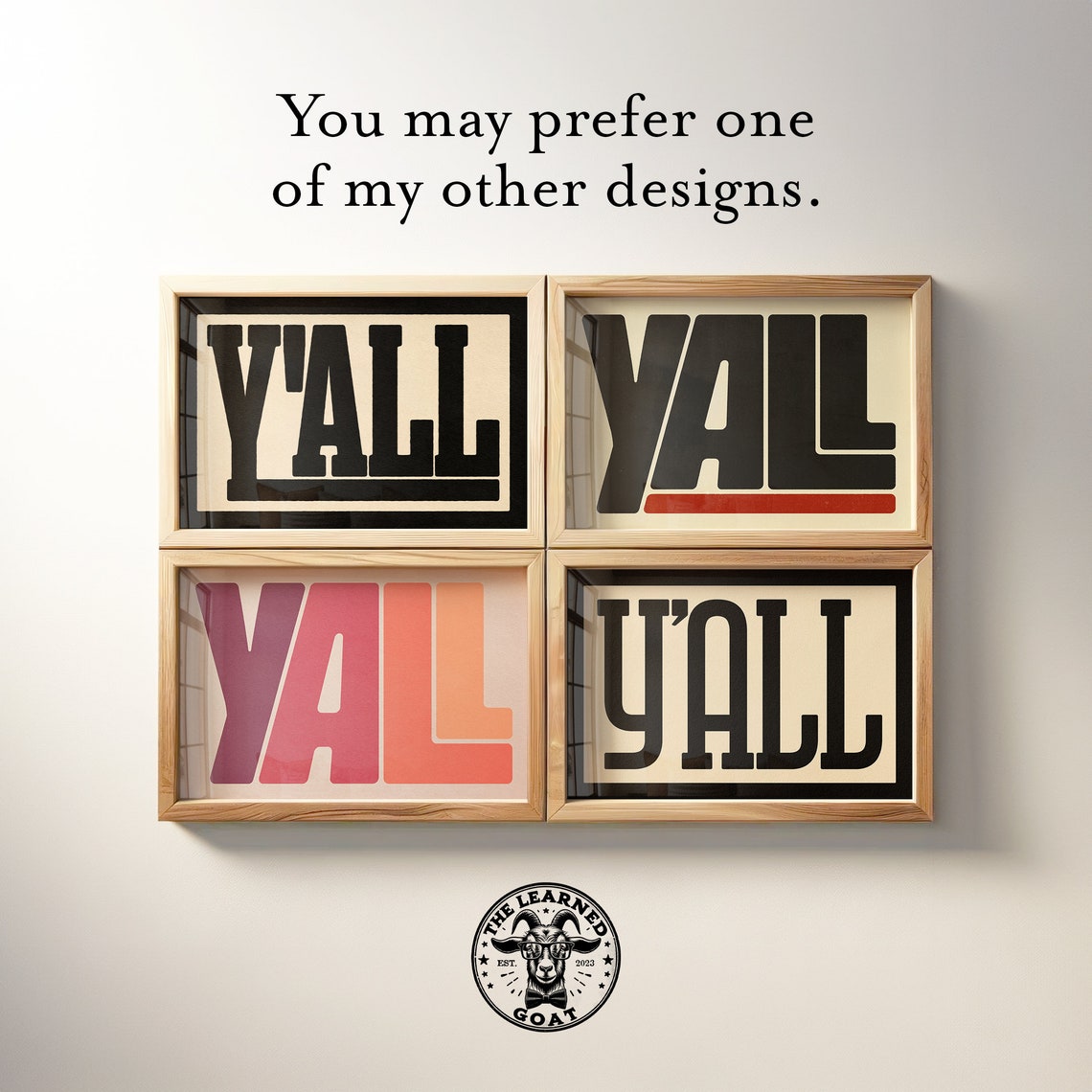 Yall Brown Orange Ombre Bold Block Letters Western Wall Poster - Image 4