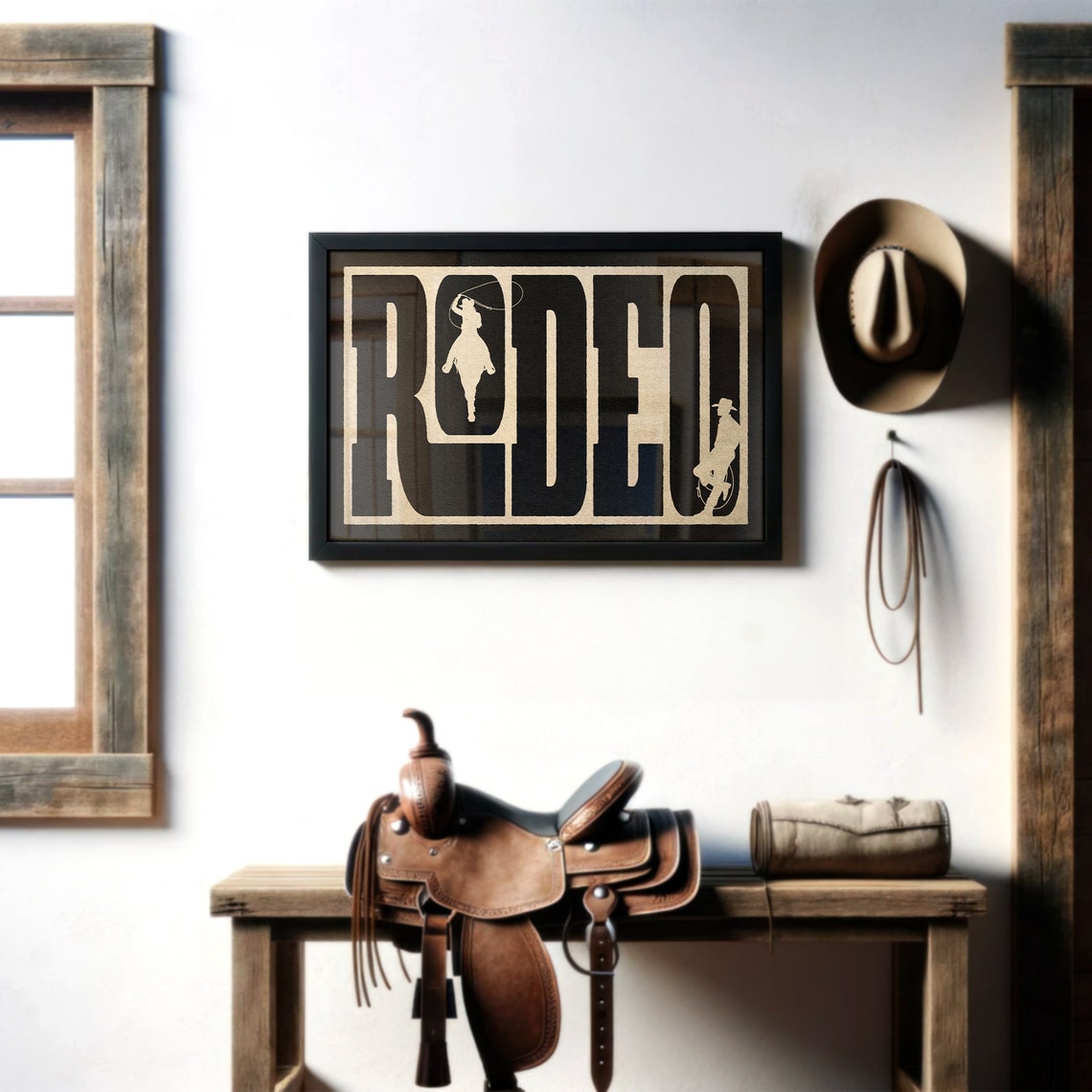 Rodeo Bold Western Typography Cowboy Horse Rider Silhouette Poster - Image 3