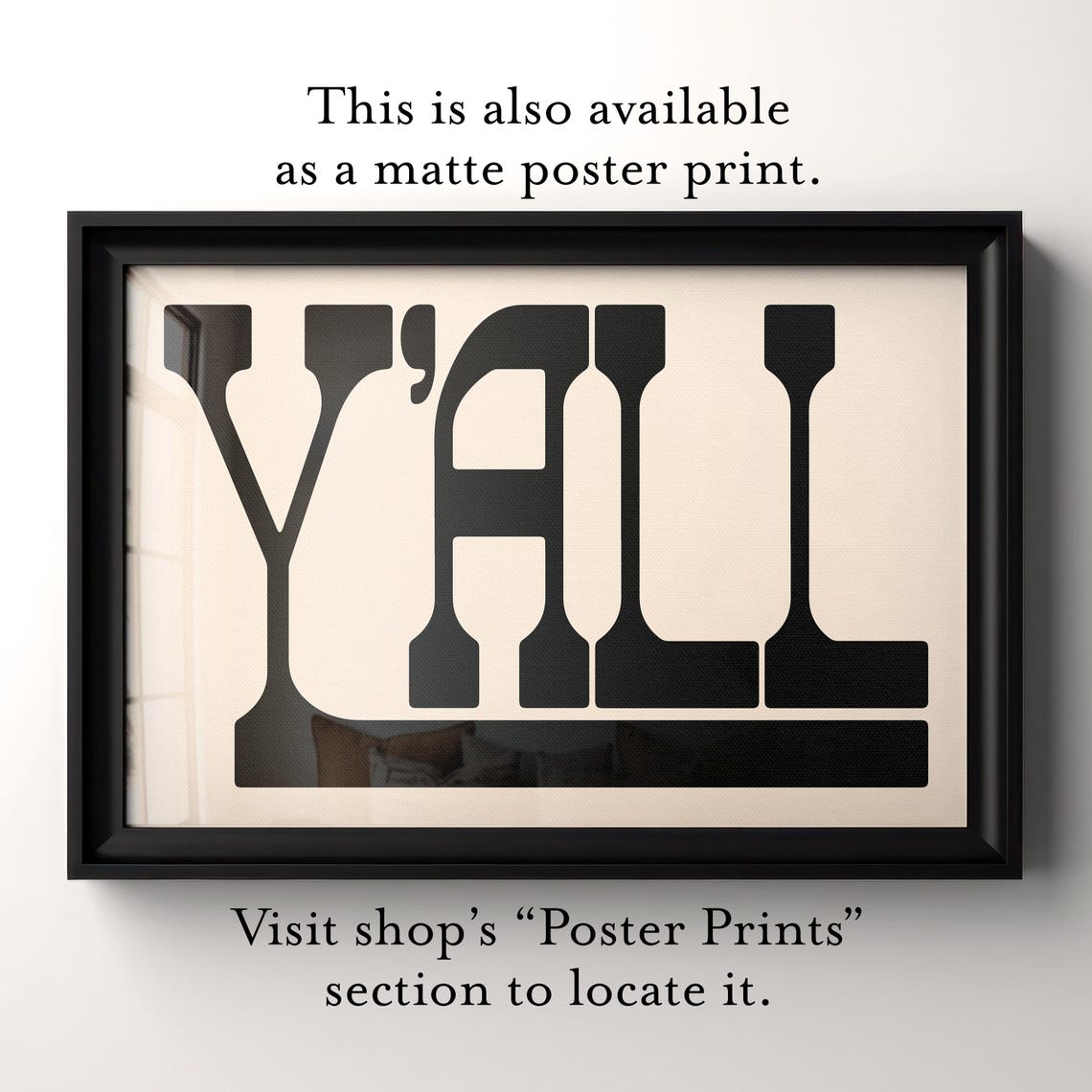 Y'All Extra Tall Black Lettering Cream Eclectic Minimalist Print - Image 3