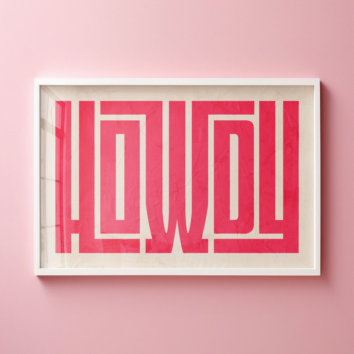 Howdy Pink Geometric Maze Line Art Modern Western Wall Poster