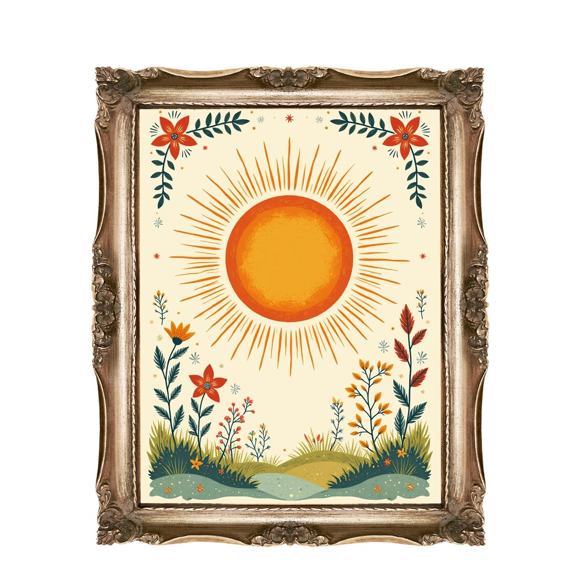 Sun Wall Art For Kids Nursery Decor Sunshine Print Floral Boho Room